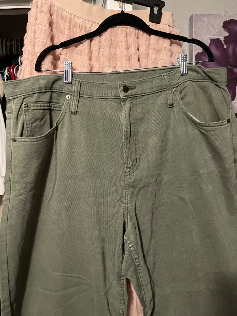GAP High Rise Barrel Jeans Olive Color Size 20 - Picture 2 of 7
